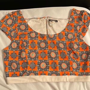 Orange Green Black + White Printed Two Piece Set